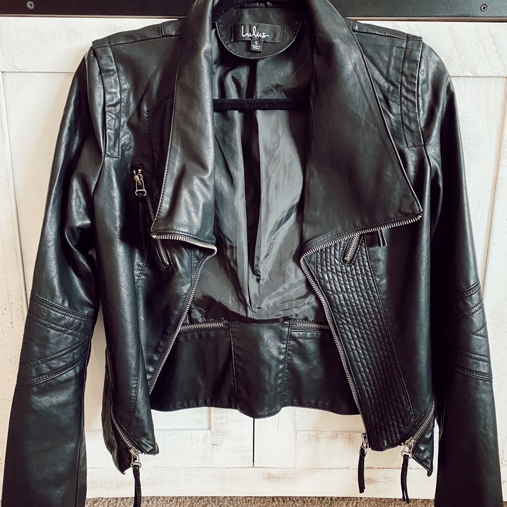 Lulus Black vegan leather jacket - Picture 5 of 6